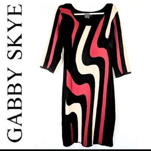 Gabby Skye Sweater DressBlack Red White Swirl Design Size XL